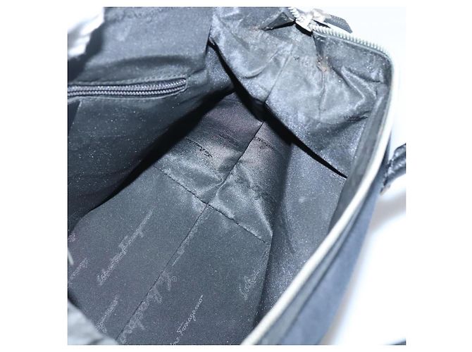 Borsa a mano Salvatore Ferragamo in nylon e pelle nera argento autentica bs27088 Nero - vista 18