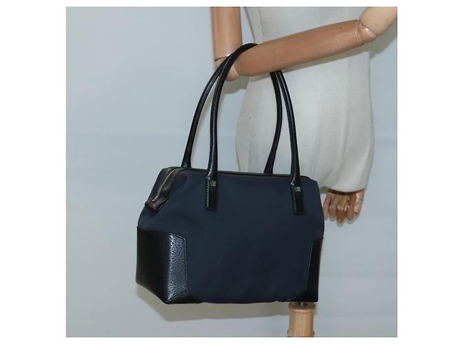 Borsa a mano Salvatore Ferragamo in nylon e pelle nera argento autentica bs27088 Nero - vista 21