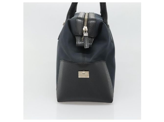 Borsa a mano Salvatore Ferragamo in nylon e pelle nera argento autentica bs27088 Nero - vista 4
