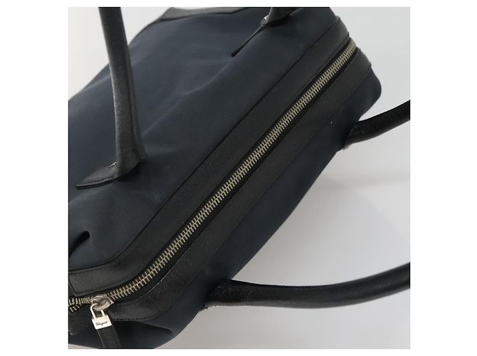 Borsa a mano Salvatore Ferragamo in nylon e pelle nera argento autentica bs27088 Nero - vista 6