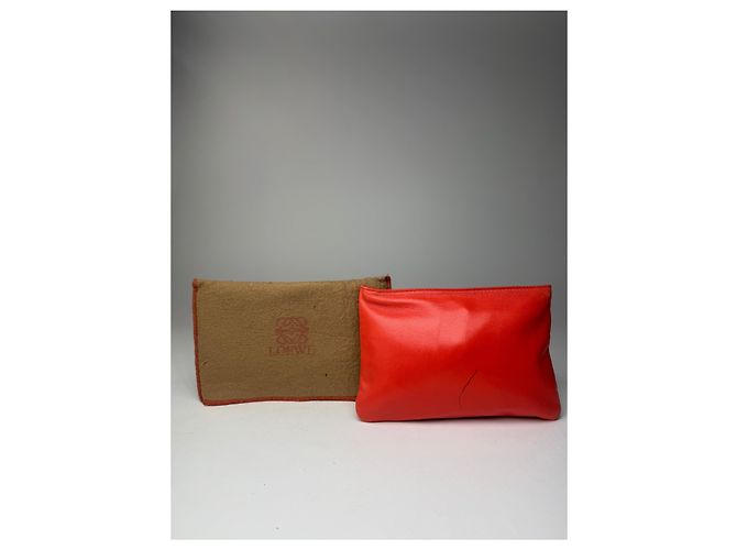 Vintage Loewe Madrid Leder Kosmetiktasche rot - Ansicht 2