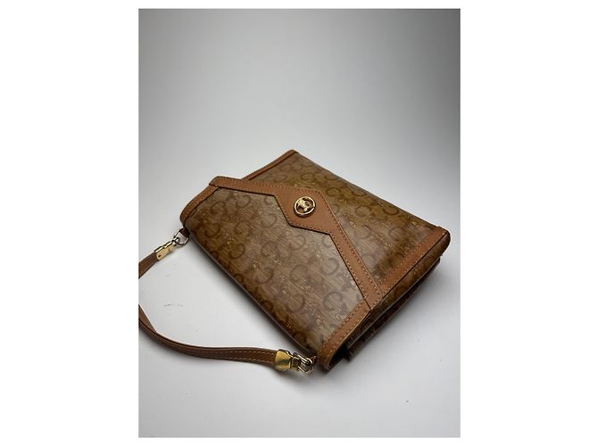 Triomphe Céline Vintage Celine Paris Leder Tasche Braun Golden - Ansicht 10