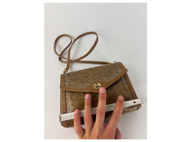 Triomphe Céline Vintage Celine Paris Leder Tasche Braun Golden - Ansicht 13