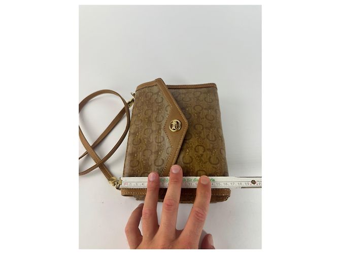 Triomphe Céline Vintage Celine Paris Leder Tasche Braun Golden - Ansicht 14