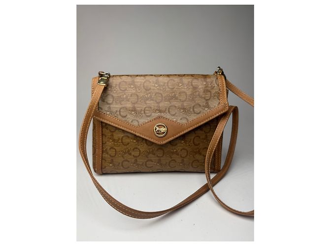 Triomphe Céline Vintage Celine Paris Leder Tasche Braun Golden - Ansicht 5