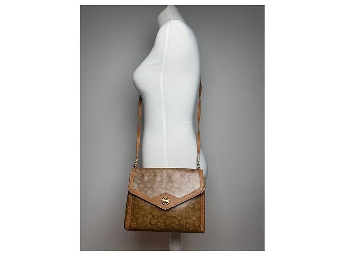 Triomphe Céline Vintage Celine Paris Leder Tasche Braun Golden - Ansicht 7