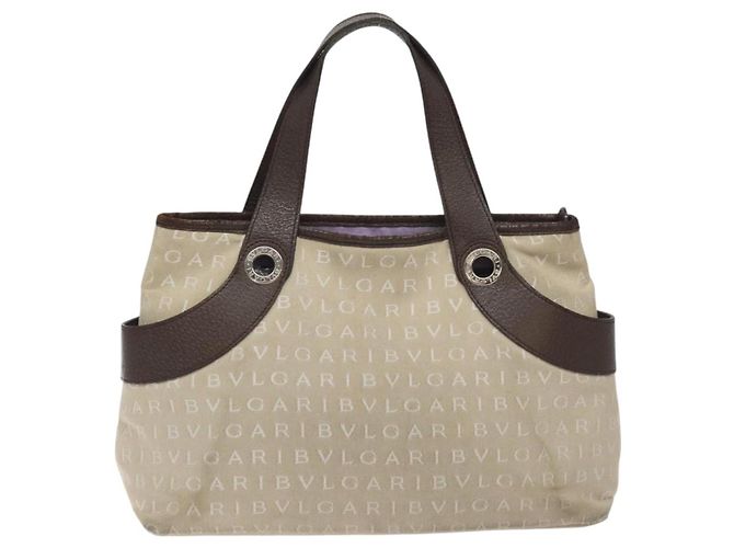 Bulgari BVLGARI Logo Mania Handtasche aus Canvas Beige Silber Authentisch BA3600 - Ansicht 13