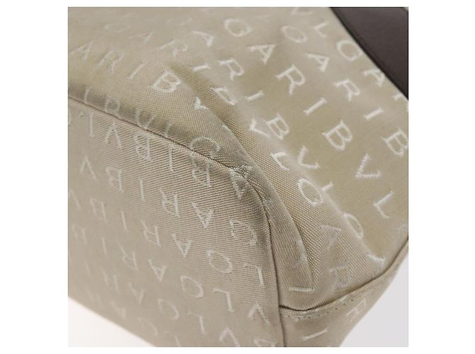Bulgari BVLGARI Logo Mania Handtasche aus Canvas Beige Silber Authentisch BA3600 - Ansicht 15