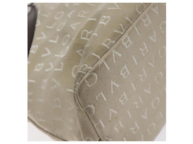 Bulgari BVLGARI Logo Mania Handtasche aus Canvas Beige Silber Authentisch BA3600 - Ansicht 16