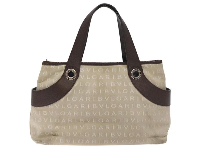 Bulgari BVLGARI Logo Mania Handtasche aus Canvas Beige Silber Authentisch BA3600 - Ansicht 2