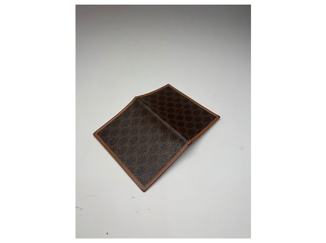 Triomphe Céline Vintage Celine Monogramm Leather Card Holder Brown - view 10