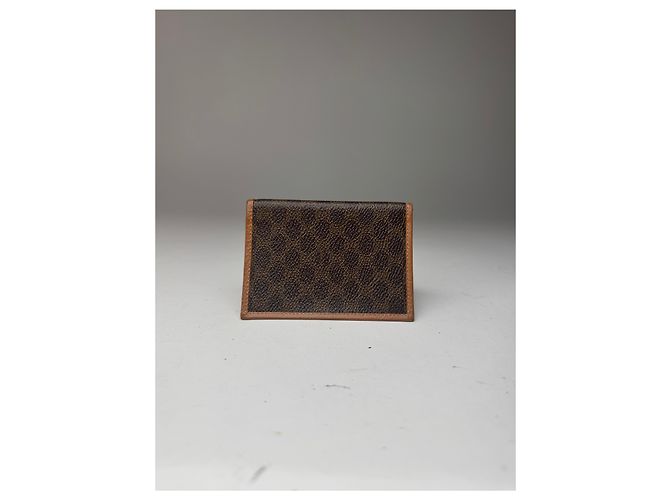 Triomphe Céline Vintage Celine Monogramm Leather Card Holder Brown - view 2