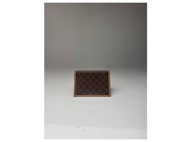 Triomphe Céline Vintage Celine Monogramm Leather Card Holder Brown - view 6
