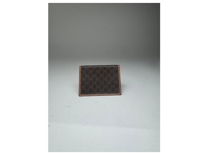 Triomphe Céline Vintage Celine Monogramm Leather Card Holder Brown - view 9