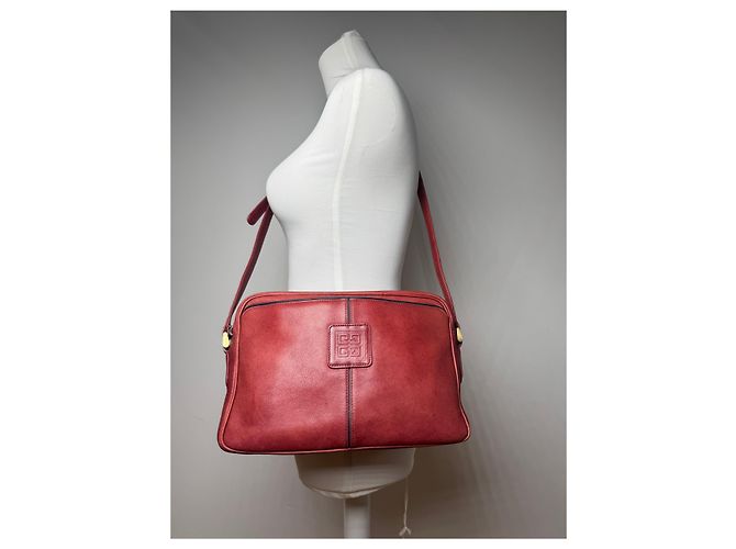 Vintage Givenchy Ledertasche rot - Ansicht 8
