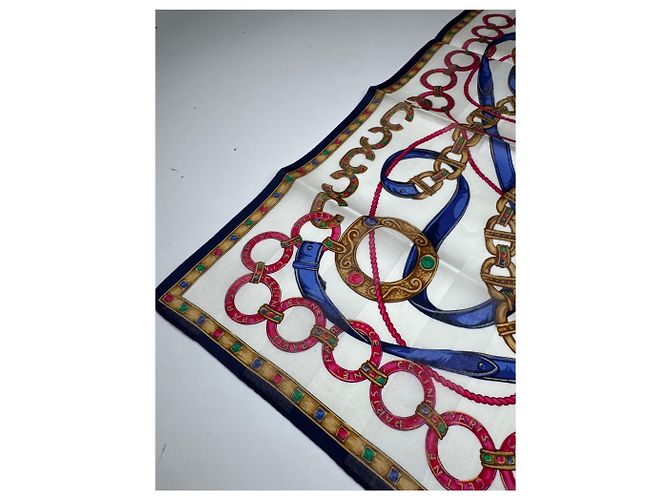 Céline Sciarpa vintage Celine marrone e bianca Multicolore - vista 4