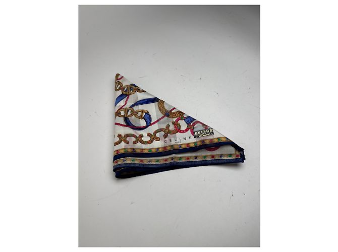 Céline Sciarpa vintage Celine marrone e bianca Multicolore - vista 9