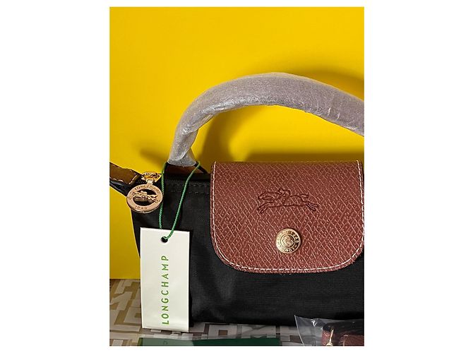 Borsa a mano Longchamp Le Pliage XS in pelle nera Nero - vista 2