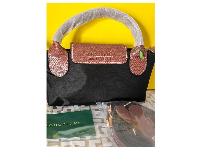 Borsa a mano Longchamp Le Pliage XS in pelle nera Nero - vista 3