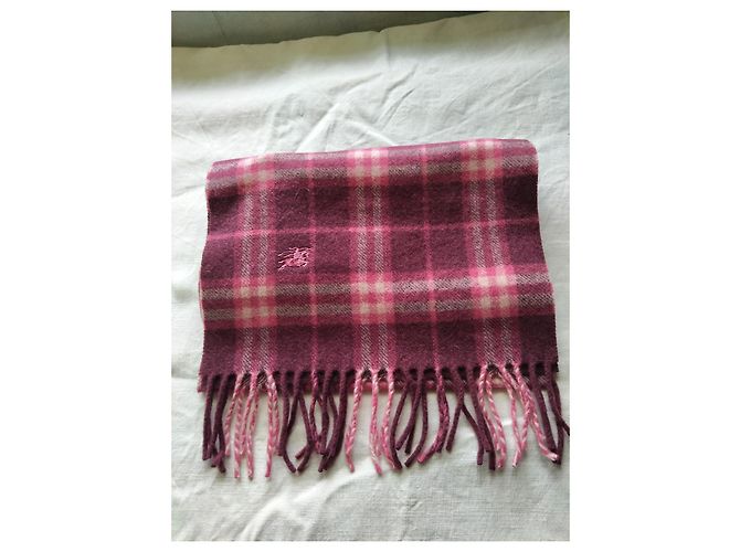 Cachecol Burberry London de lã Tartan Bordô Vermelho Rosa Branco Multicor - vista 2