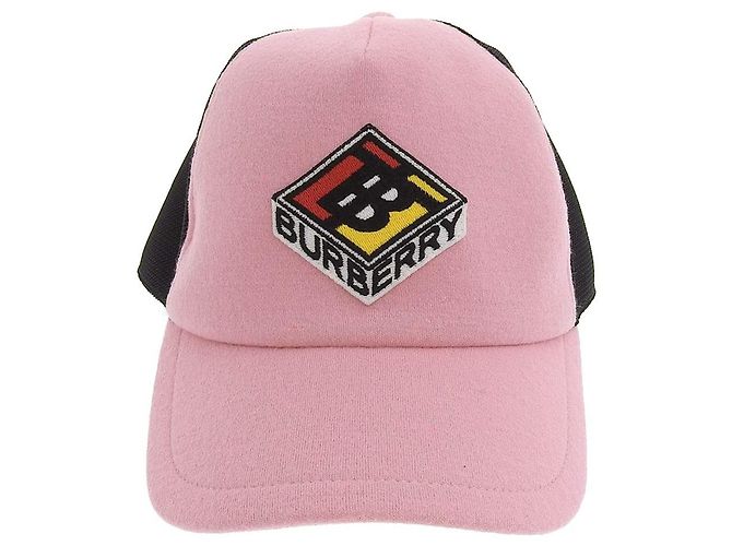 Cappellino da baseball in lana e nylon Burberry rosa e nero L - vista 4