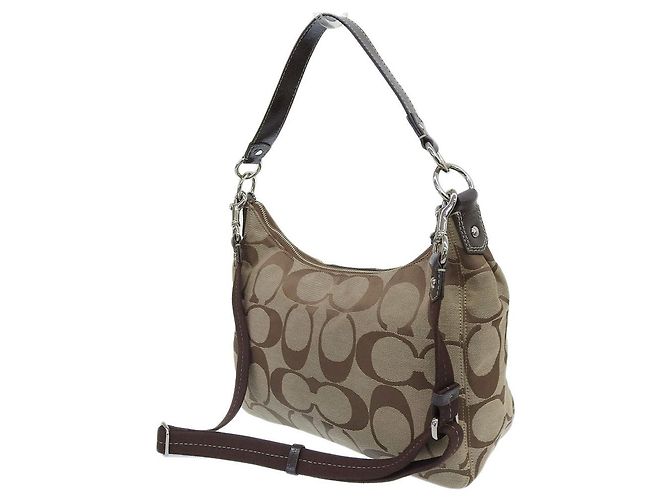Borsa in tela e pelle 2WAY Signature Coach F19281 Marrone - vista 2