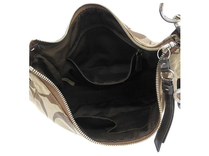Borsa in tela e pelle 2WAY Signature Coach F19281 Marrone - vista 3