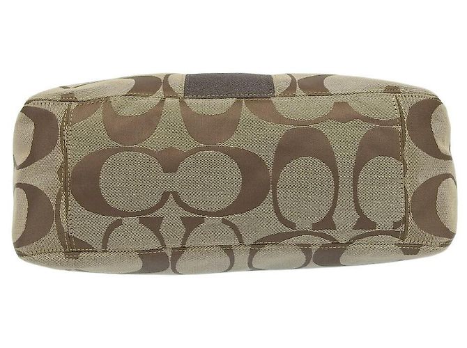 Borsa in tela e pelle 2WAY Signature Coach F19281 Marrone - vista 4