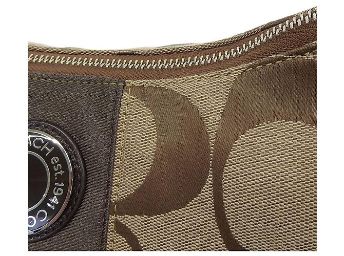 Borsa in tela e pelle 2WAY Signature Coach F19281 Marrone - vista 5
