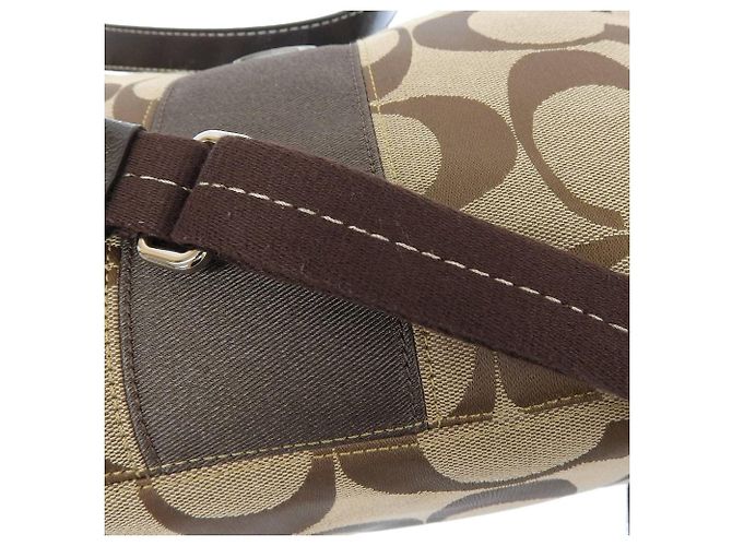 Borsa in tela e pelle 2WAY Signature Coach F19281 Marrone - vista 6