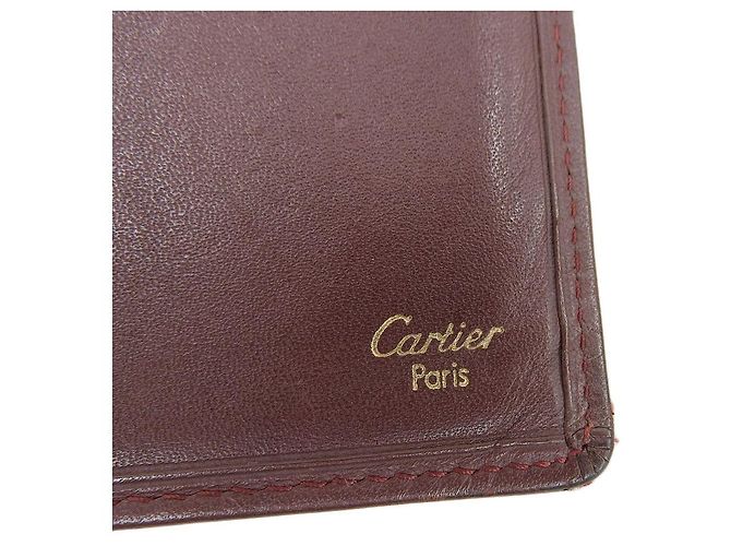 Cartera larga de cuero Cartier Blanco Burdeos - vista 10