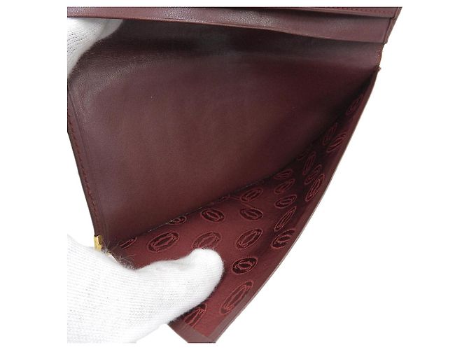 Cartera larga de cuero Cartier Blanco Burdeos - vista 5