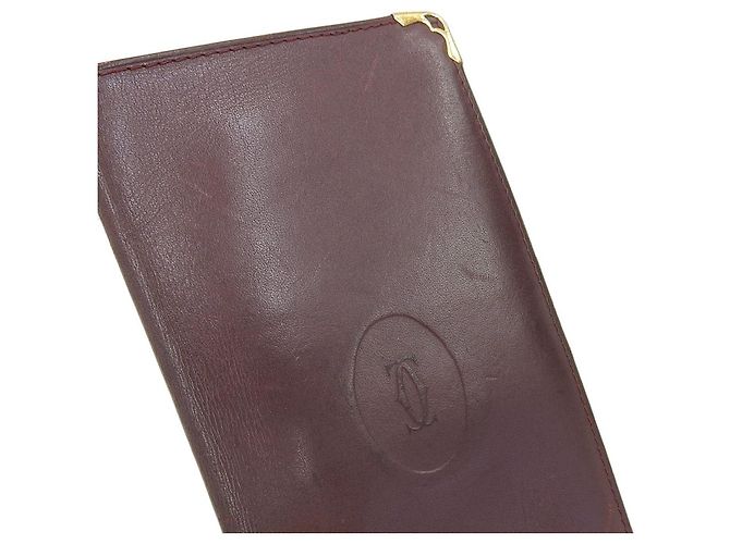 Cartera larga de cuero Cartier Blanco Burdeos - vista 7