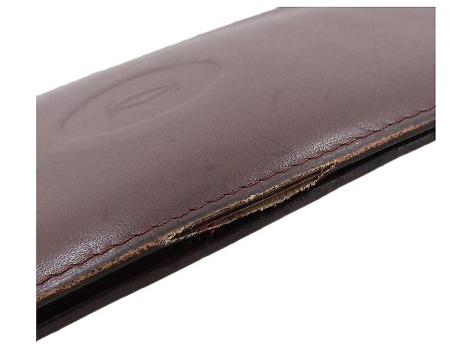 Cartera larga de cuero Cartier Blanco Burdeos - vista 9