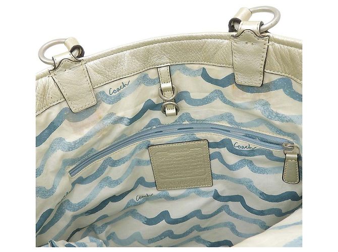 Coach Canvas Leder Tragetasche 17039 Braun Beige Golden - Ansicht 10