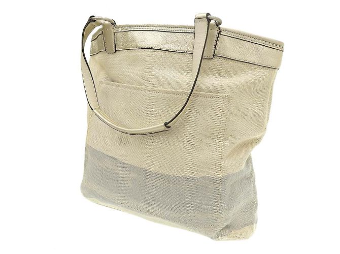 Coach Canvas Leder Tragetasche 17039 Braun Beige Golden - Ansicht 2