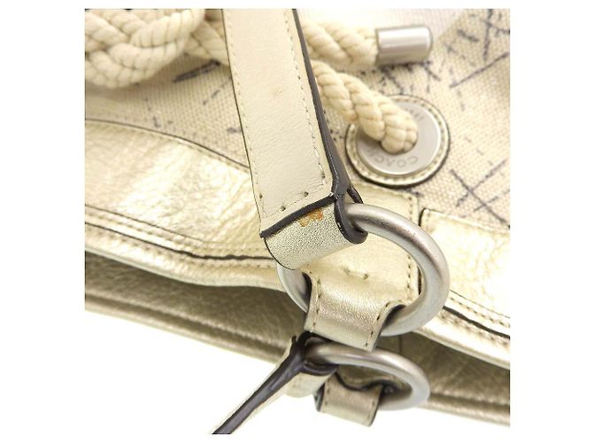 Coach Canvas Leder Tragetasche 17039 Braun Beige Golden - Ansicht 7