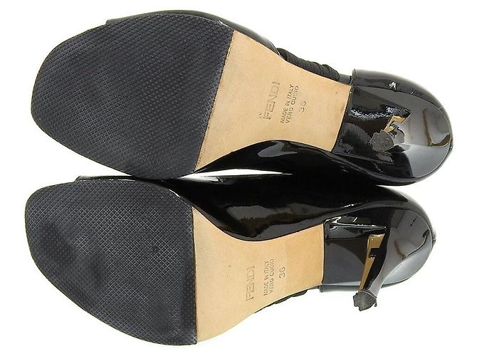 Fendi schwarze Lackpumps mit offener Zehe Größe 36 - Ansicht 7
