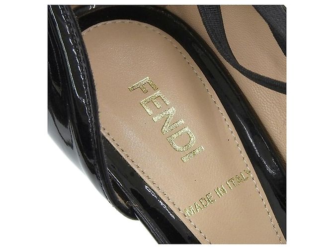 Fendi schwarze Lackpumps mit offener Zehe Größe 36 - Ansicht 8