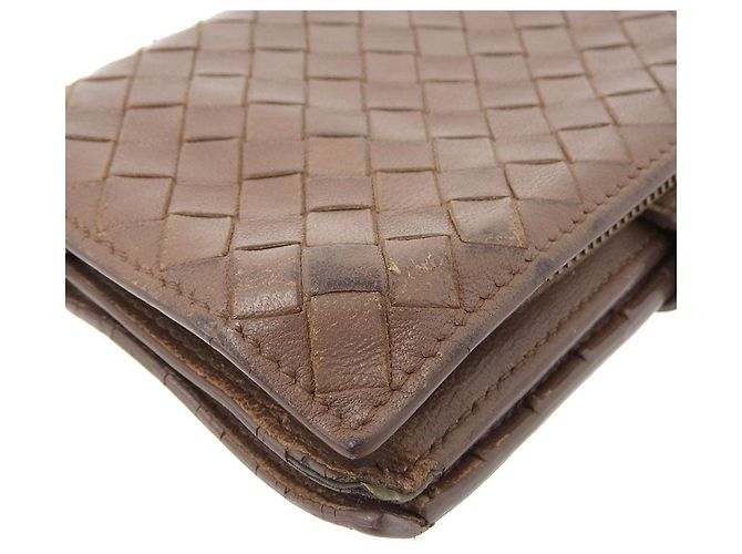 Billetera bifold de cuero Bottega Veneta marrón - vista 3