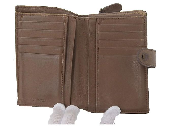 Billetera bifold de cuero Bottega Veneta marrón - vista 6