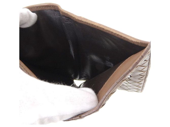 Billetera bifold de cuero Bottega Veneta marrón - vista 7