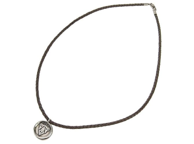 Collar de Péndulo de Cuero Gucci AG925 Plata - vista 2