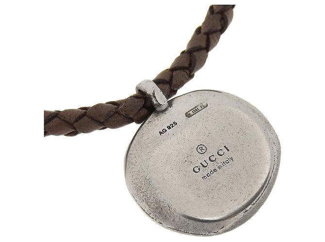 Collar de Péndulo de Cuero Gucci AG925 Plata - vista 3