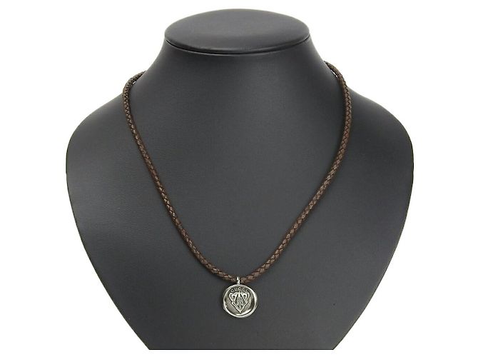 Collar de Péndulo de Cuero Gucci AG925 Plata - vista 6