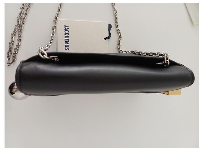 Jacquemus Le Rond Carré Pochette en Cuir d'Agneau Noir - vue 8