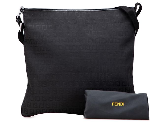Borsa a tracolla in tela Zucchino nera di Fendi Nero - vista 12