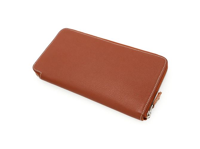 Monedero de seda Azap Long de Hermès Castaño - vista 3