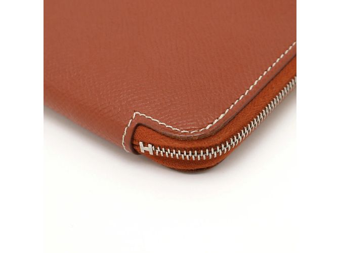 Monedero de seda Azap Long de Hermès Castaño - vista 4