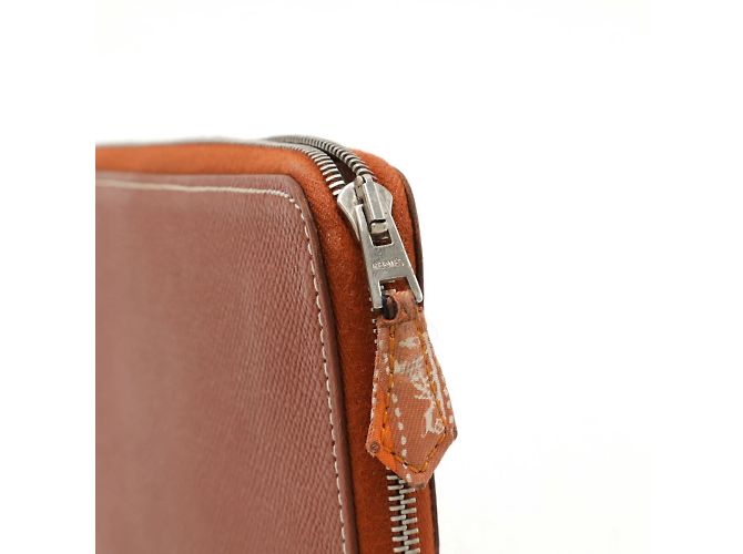 Monedero de seda Azap Long de Hermès Castaño - vista 5